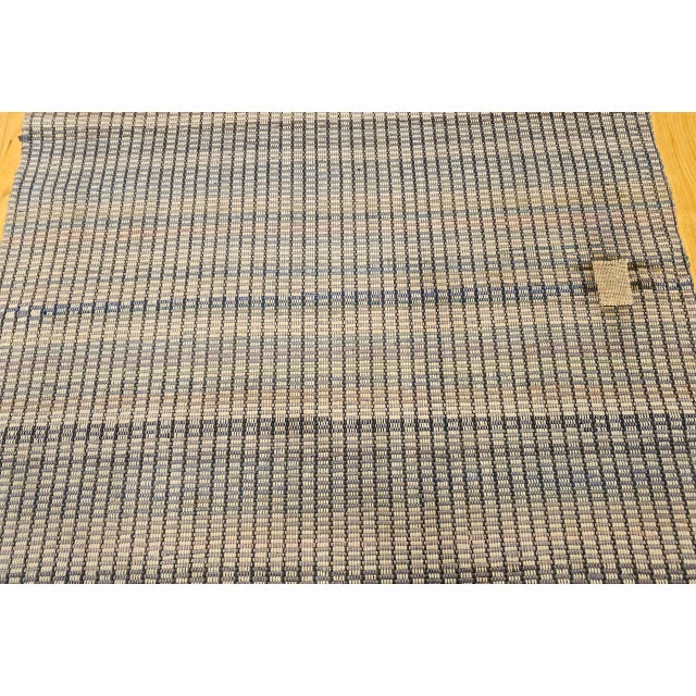 Antique American Amish Rag Runner, Handwoven Wool & Cotton, Stripe Pattern, Gray, 3x15 For Sale - Image 10 of 16
