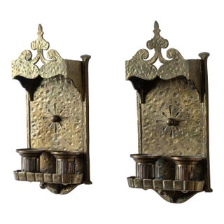 Lion Elec. Tudor Style Brass Sconces, 1920s For Sale