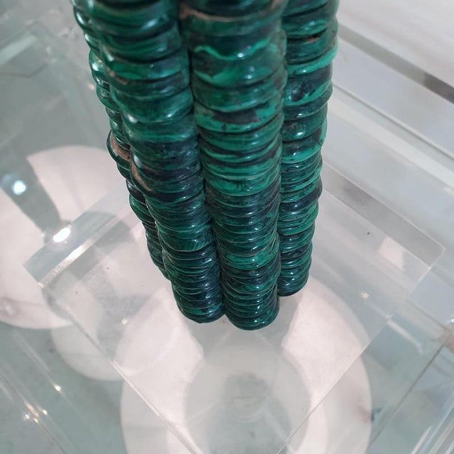 Modern Hand-Crafted Table Lamps in Malachite and Acrylic Glass, Italy, 1990s, Set of 2 For Sale - Image 3 of 9