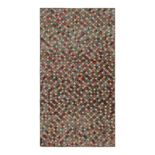 1960s Vintage Zeki Müren Art Deco Runner Rug With Geometric Patterns For Sale