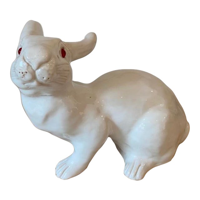 Vintage French Faience Majolica French Bunny Rabbit, Large For Sale