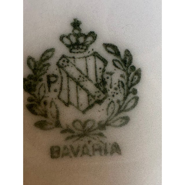 1900 - 1909 Antique Sign Pt Bavaria Germany Tirschenreuth Floral Hand Painted Serving Dish With Handle For Sale - Image 5 of 14