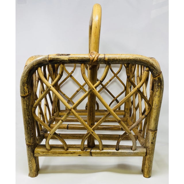 Mid-Century Modern Vintage Mid-Century Rattan Magazine Rack For Sale - Image 3 of 7