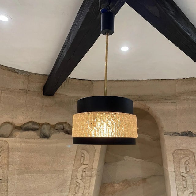 For your consideration a French crystal (plexiglass with texture) chandelier modernist France circa 1950s, attributed to...