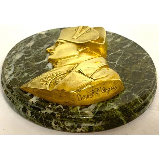 19th Century Pierre Jean David d'Anger Ormolu & Marble Portrait Plaque of Napoleon For Sale - Image 4 of 9