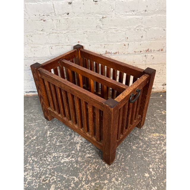 Mid 20th Century Craftsman Style Mission Oak Magazine Holder For Sale In New York - Image 6 of 11