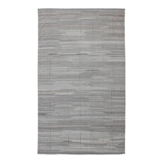 Very Large Modern Kilim With Solid Minimalist Design in Variation of Gray Tones For Sale