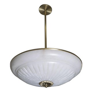 Alabaster and brass pendant For Sale