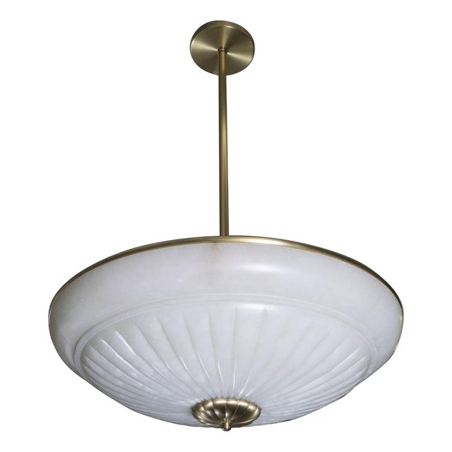 Alabaster and brass pendant For Sale