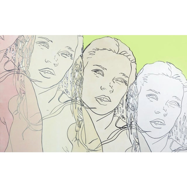 Untitled (Green, Pink, Ivory, Pearl Kate) - Original Figurative Artwork for Sale on Canvas by Hilary Bond For Sale - Image 11 of 11