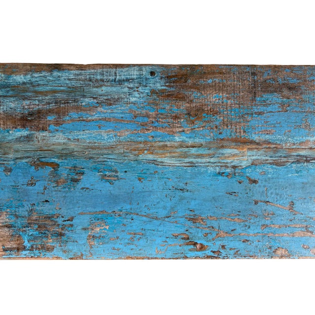 Blue Vintage Folding Blue Work Table For Sale - Image 8 of 9