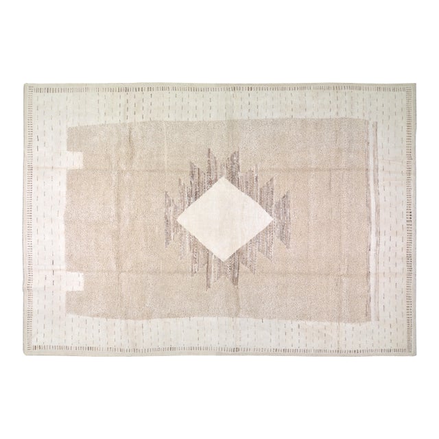 Moroccan Hand Knotted Wool Rug, 9'10"x13'9" For Sale