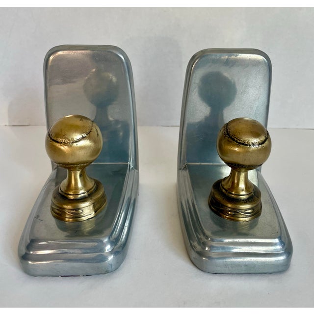 1990s Pair of Sarsaparilla Art Deco Revival Baseball Bookends For Sale - Image 4 of 10