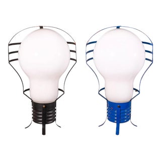 X Base Post Modern Pop Art Light Bulb Table Lamps - A Pair For Sale