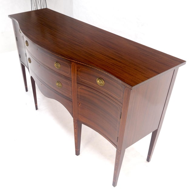 Traditional Serpentine Front Federal 6' Long Inlaid Mahogany Sideboard Credenza Console MINT For Sale - Image 3 of 13