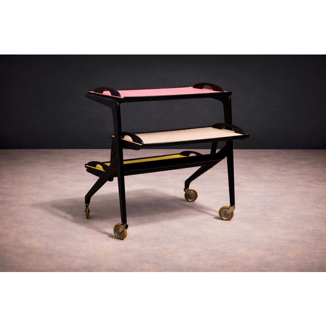 Pink Bar Cart in Hardwood by Carlo Hauner & Martin Eisler for Moveis Artesanal, 1950s For Sale - Image 8 of 11