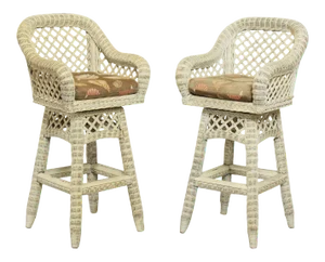 Lexington Pair Wicker Swivel Bar Stools