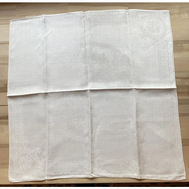 Set of 8 Vintage Cotton Damask Napkins, Large For Sale - Image 4 of 11