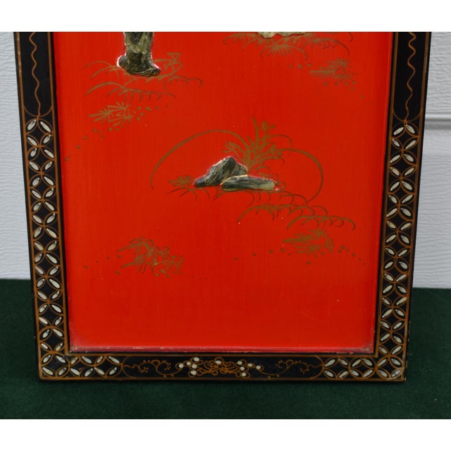 VTG Chinese Wall Plaque W/Raised Stone Appliques' For Sale - Image 11 of 13