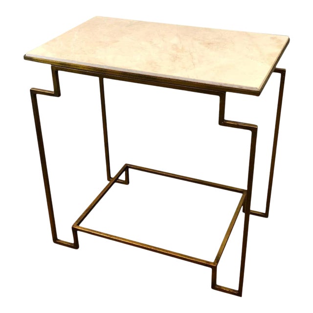 Art Deco Style Gilt Metal Marble End Table Chairish