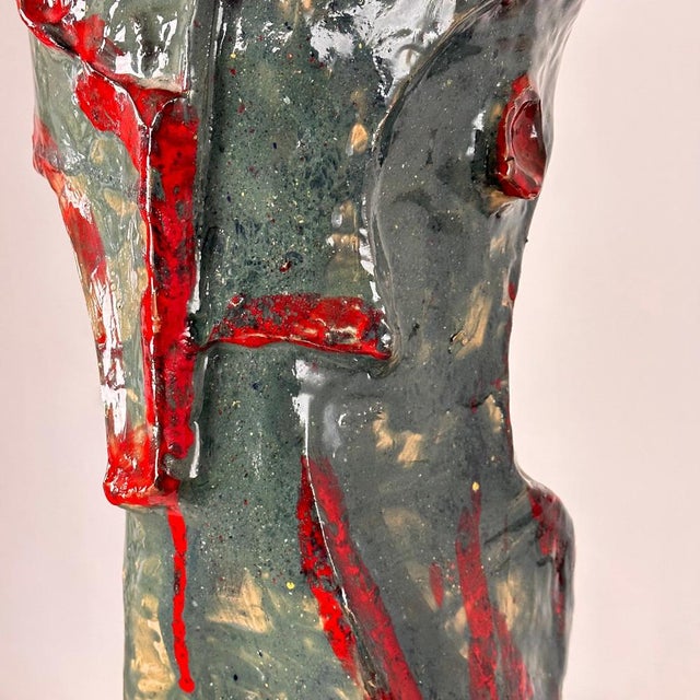Abstract Decorative Glazed Ceramic Vase Sculpture by Pupo Gino, Italy, 1940s For Sale - Image 12 of 15
