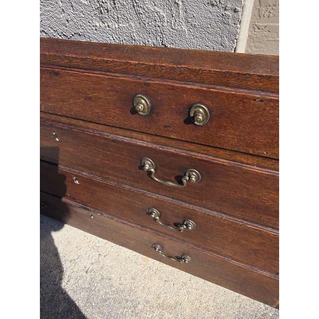 English Antique Oak Secretary Chest Front Facade For Sale - Image 3 of 10