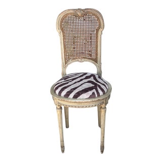 Antique Louis XV Style Cane Back Ballroom Chair W Scalamandre Zebra For Sale