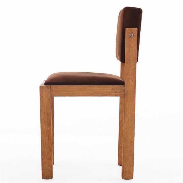 Pair of French Brutalist Oak Side Chairs With Adjustable Tilting Backs, C 1960 For Sale - Image 4 of 8