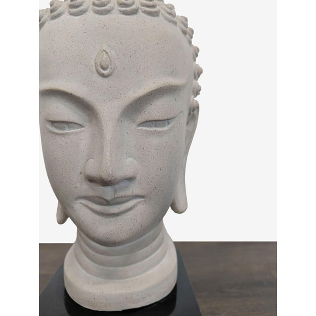 1960s Vintage Austin Productions Buddha Head Sculpture on Base For Sale - Image 5 of 7
