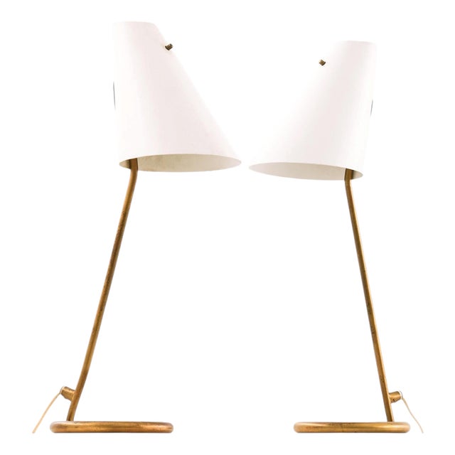 Table Lamps in Brass, Lacquer, and Metal from Hans-Agne Jakobsson, 1950s, Set of 2 For Sale