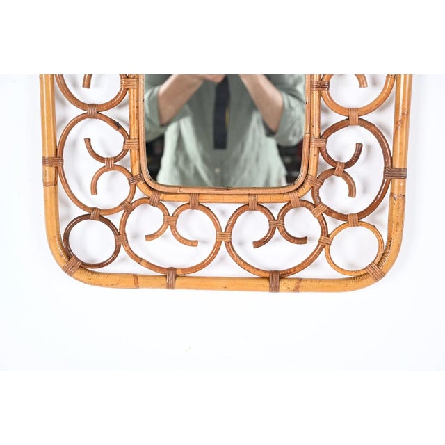 Bamboo and Rattan Rectangular Wall Mirror, Italy, 1970s For Sale - Image 14 of 15