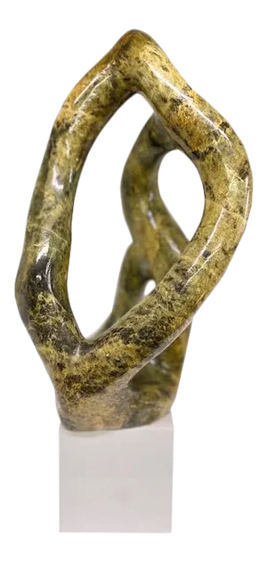 Vintage Marble Organic Abstract Sculpture With White Base