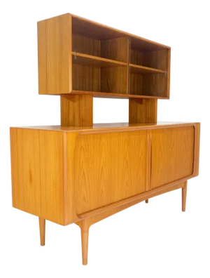 Danish Mid Century Modern Tambour Door Credenza w/ Hutch Time Capsule