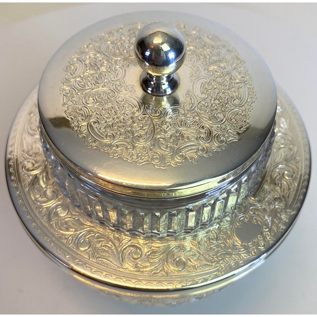 Metal English Silver Plate & Cut Crystal Caviar Service Bowl, Regency Style For Sale - Image 7 of 7