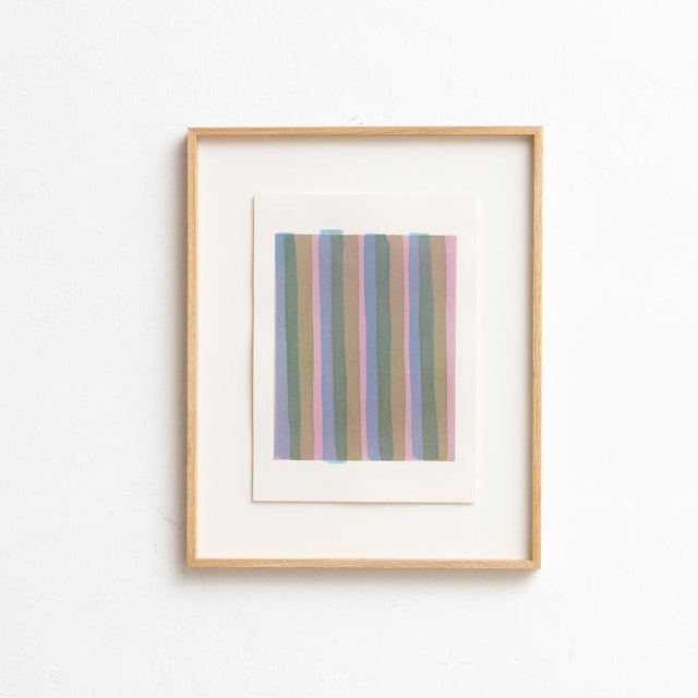 This framed contemporary watercolor artwork by renowned artist Enrico Della Torre showcases his signature minimalist...