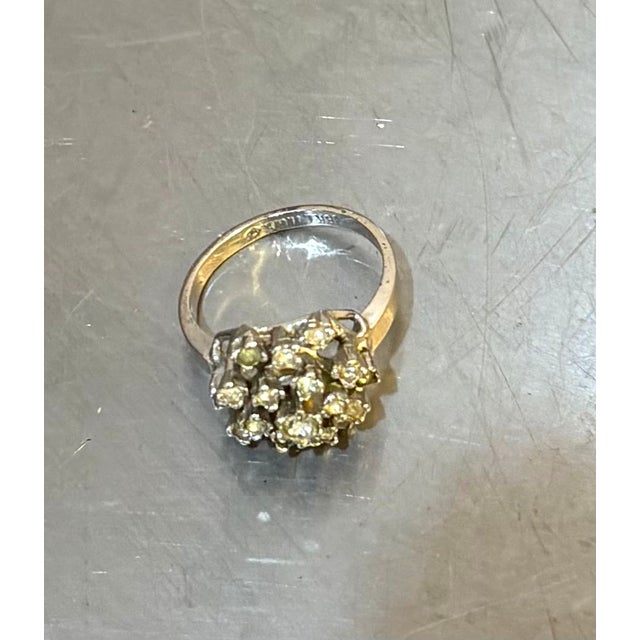 Mid-Century Modern 18k Gold Plated Rhinestone Cluster Cocktail Ring For Sale - Image 3 of 7