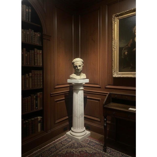 1980s Vintage Weathered Hellenistic Style Head on Chest For Sale - Image 5 of 5