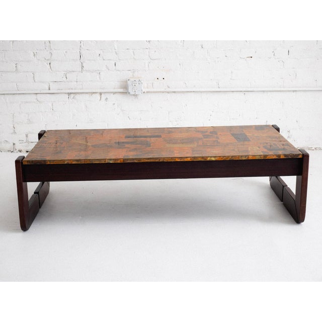 Percival Lafer Rosewood and Lacquered Copper Coffee Table by Percival Lafer For Sale - Image 4 of 11
