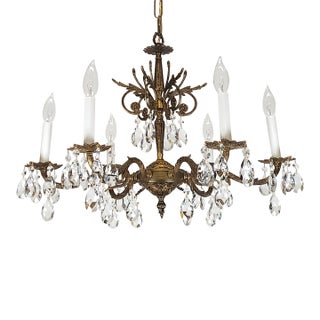 Antique 6 Light Splendid Shimmering Stately Brass Cut Lead Crystal Chandelier ~ Rewired ~ Restored ~ Rejuvenated ~ Ready to Hang ~ For Sale