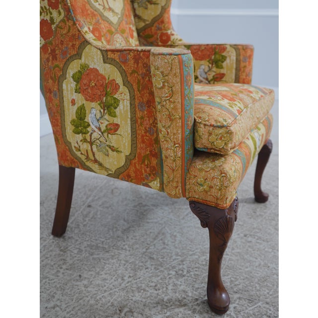 Wood Hickory Chair Co Mahogany Wing Chair W. Down Seat For Sale - Image 7 of 18