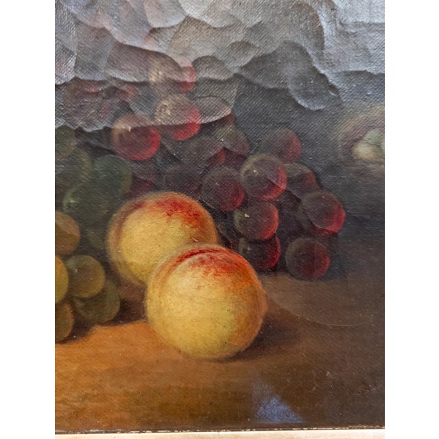 Brown 19th Century Rustic Farmhouse Still Life Fruit Painting With Bird's Nest, Signed For Sale - Image 8 of 11