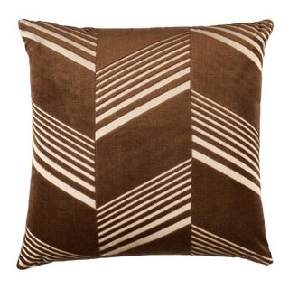 Schumacher x Victor Glemaud Jessie Cut Velvet 18" Pillow In Sable For Sale
