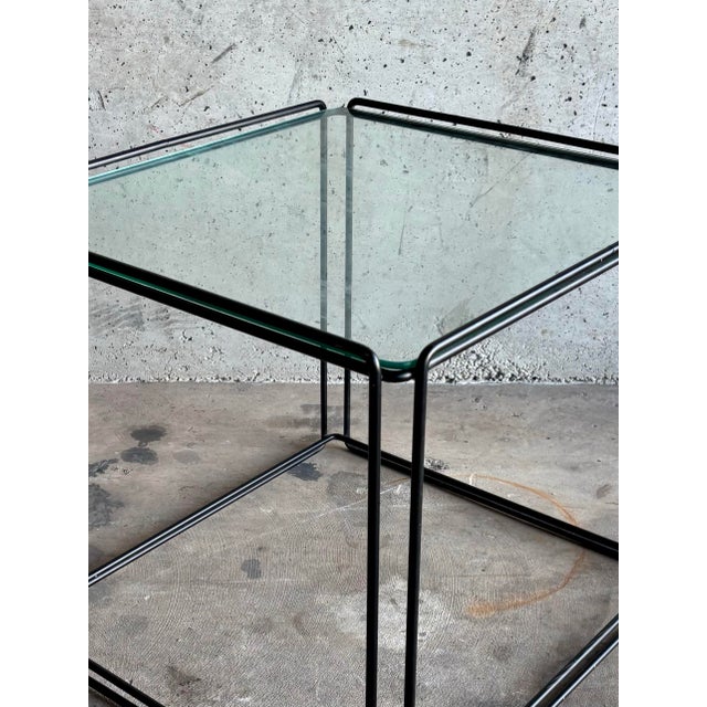 Max Sauze Vintage French Modern Iron & Glass “Isocele” Side Table Attributed to Max Sauze For Sale - Image 4 of 6