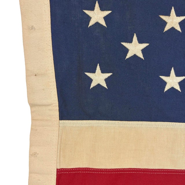 Late 20th Century Vintage Cotton Embroidered American Flag For Sale - Image 5 of 7