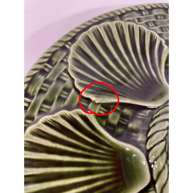French Longchamp Green Majolica Oyster Plate, Circa 1920s For Sale - Image 11 of 12