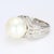 Modern Late 20th Century 18k White Gold Pearl Cocktail Ring With Diamonds, Size 7 For Sale - Image 3 of 7