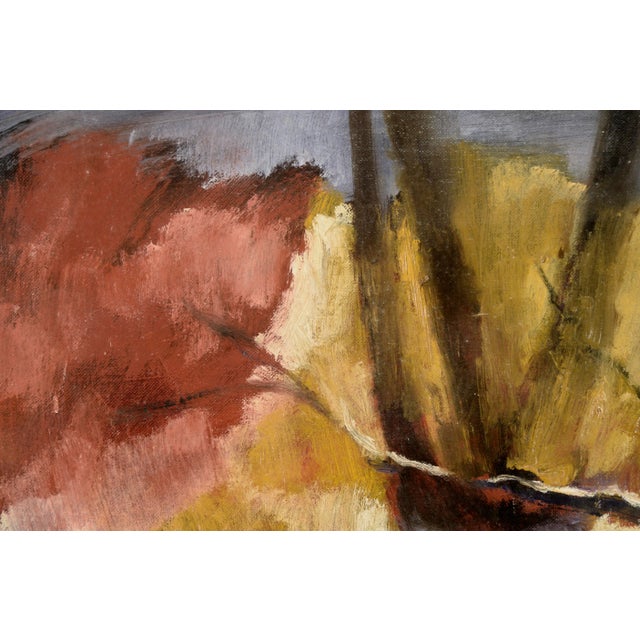 "Autumn Nocturne" - Abstracted Forest Landscape in Oil on Artist's Board by Claire Weist For Sale - Image 4 of 7
