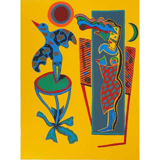 Modern Cécile De Bruijn, Woman With a Bird, 1950, Silkscreen For Sale - Image 3 of 7