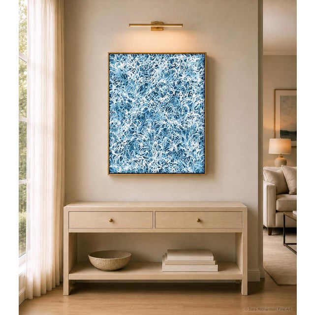Blue Chiffon No.8, an original abstract organic painting, continues the Chiffon Series through an expansive field of...