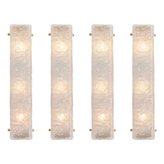 Italian Mid-Century Murano Frosted Textured Glass Wall Sconces - Set of 4 For Sale